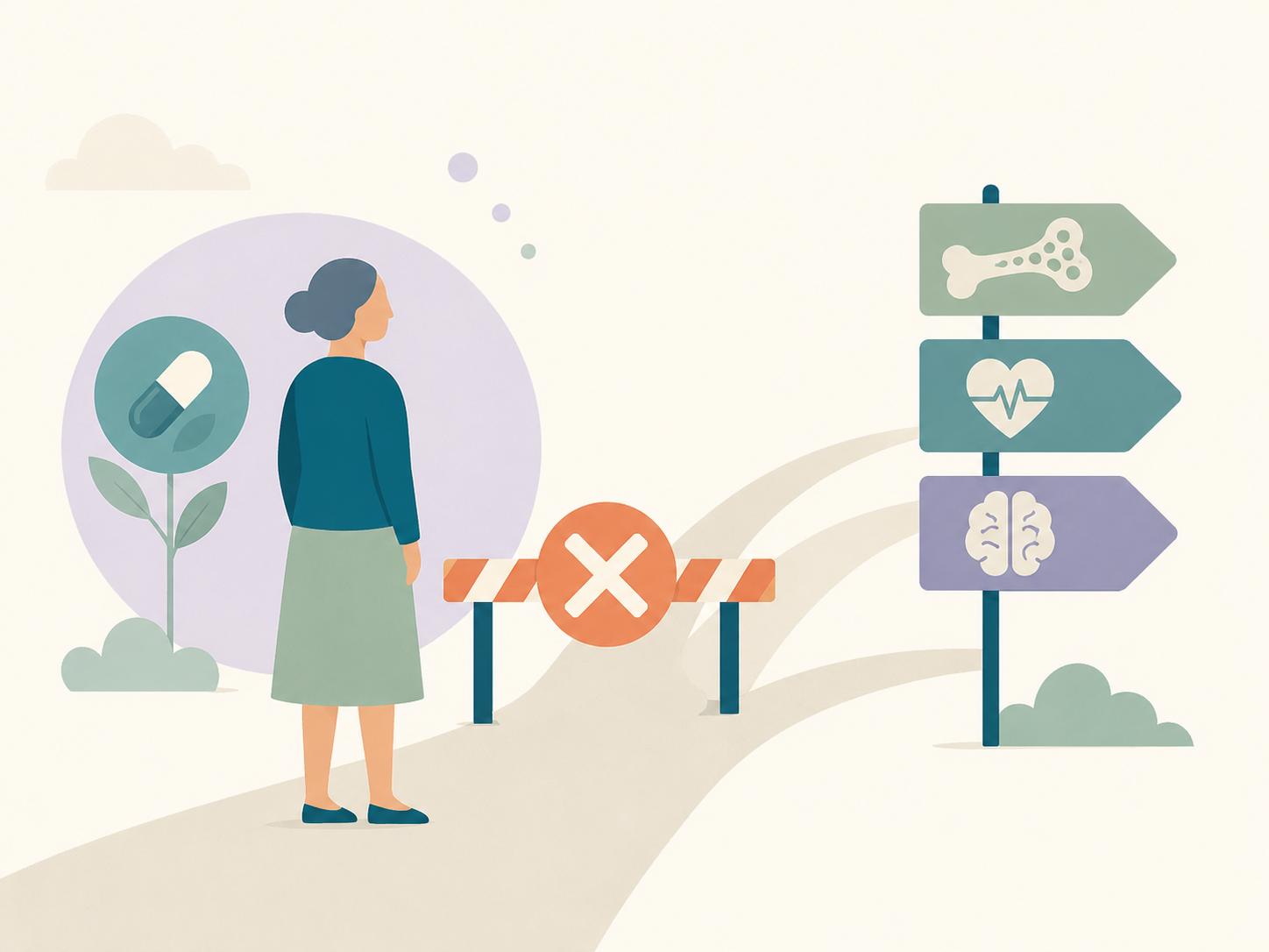No iniciar la terapia hormonal en el período de la menopausia para la prevención de la osteoporosis, las enfermedades cardiovasculares o la demencia